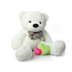White 3.5 Feet Bow Teddy Bear